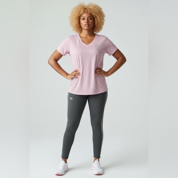 Under Armour HeatGear V-Neck Active Tee Women’s 2XL Pink Plus Size - Picture 5 of 13
